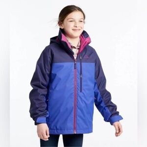 LL Bean Jacket Girls Size 4 Purple Pink 3 In 1 Fleece Lined Hooded Outdoor